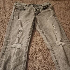 Gray ripped skinny jeans